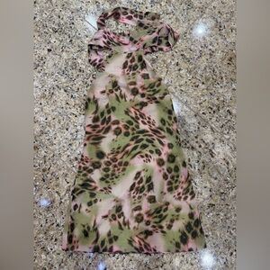 Peppermayo Animal Print Scarf with Pink and Green